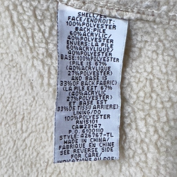 Talbots Women's Faux Shearling Jacket Tan Cream/ Off White Trim Size Large - Picture 14 of 14